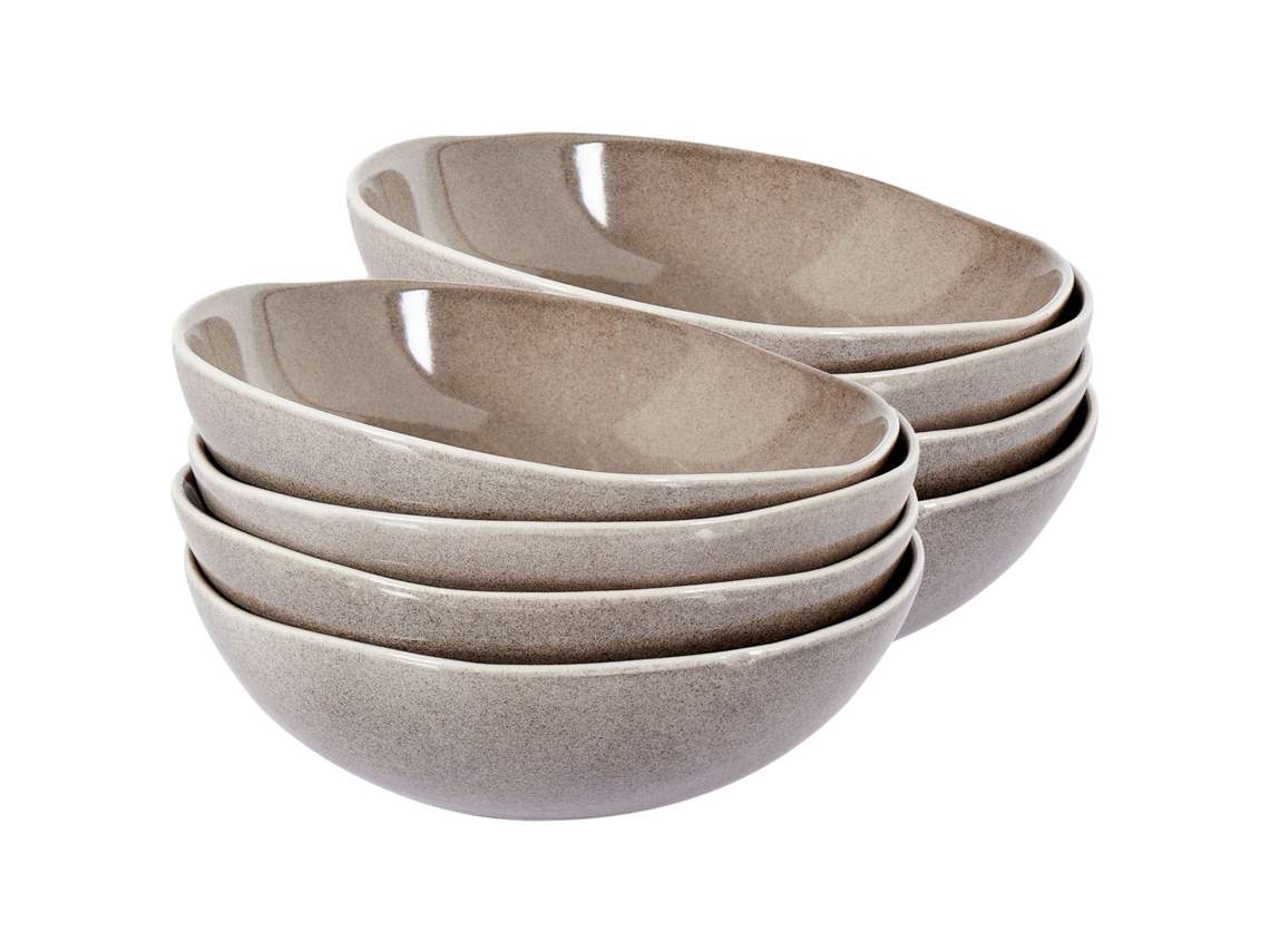 Juego de 8 platos hondos Costmary de cerámica gris Beliani