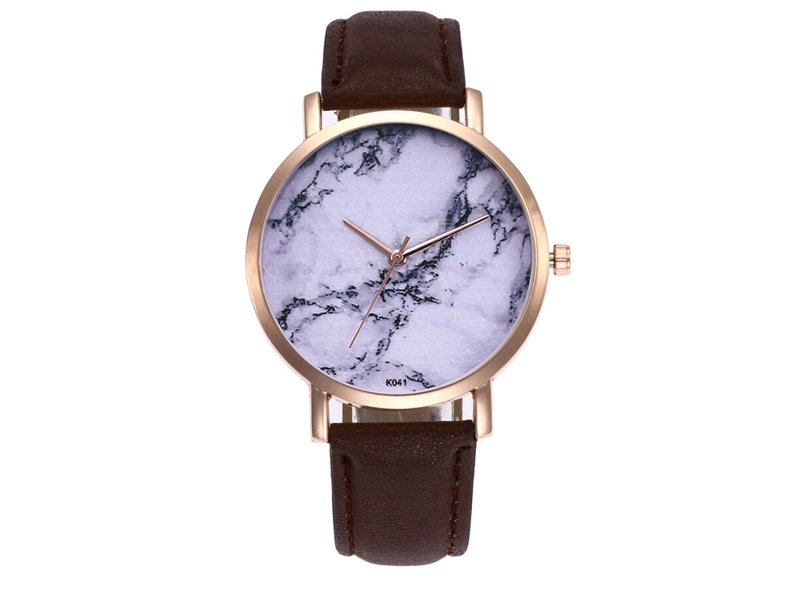 Reloj De Pareja Zhoulianfa Con Esfera De Mármol Blanco, Cuarzo, Correa Pu Café