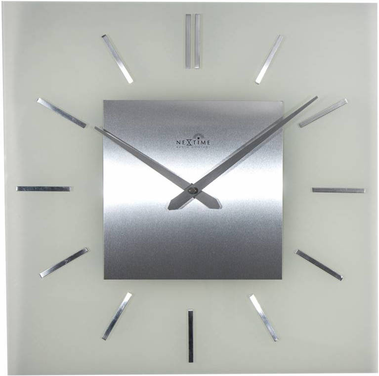 Nextime Reloj De pared stripe square controlled radiocontrolado vidrio acero inoxidable cuadrado 40 x 3148
