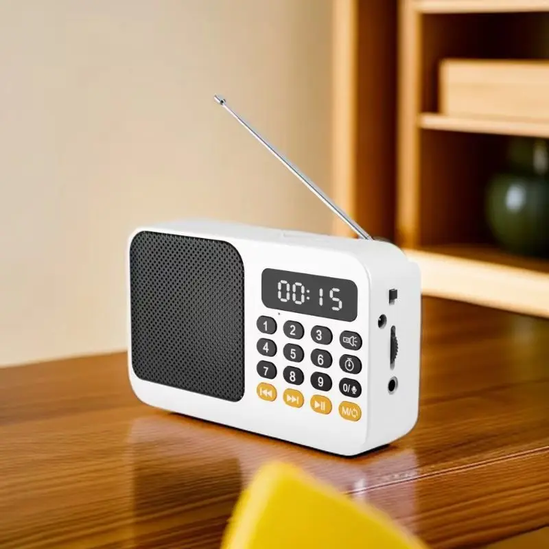 Mini Radio Dsp (blanca) - Pantalla Led - Recargable - Altavoz Bluetooth - Soporte De Grabación - Tarjeta Tf - Temporizador De Apagado