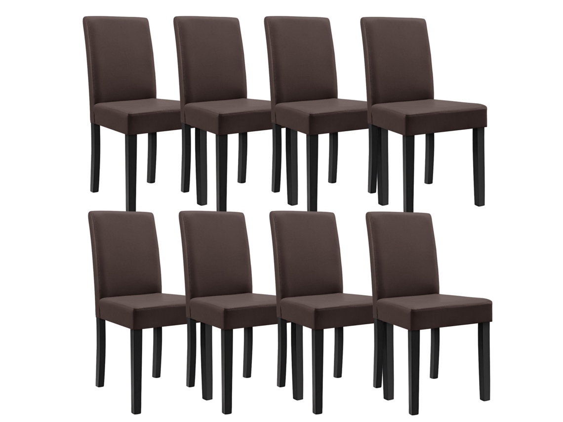 Conjunto de Cadeiras de Jantar [EN.CASA] (8 Un - Marrom Mate - 90x42x48 cm - Couro SintÃÂÃÂÃÂÃÂ©tico)
