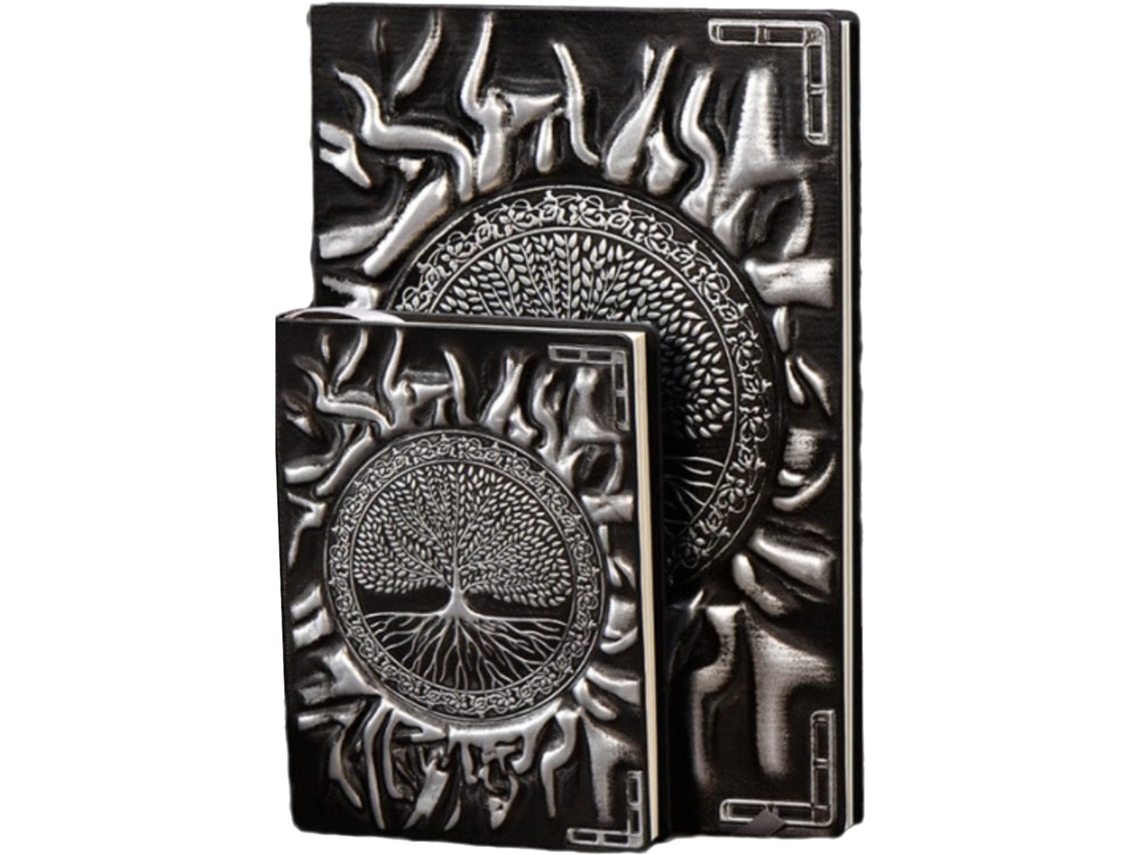 Cuaderno con relieve del Árbol de la Vida, regalo de escritor de Eifson (21,5 x 14,5 cm, A5 plateado)