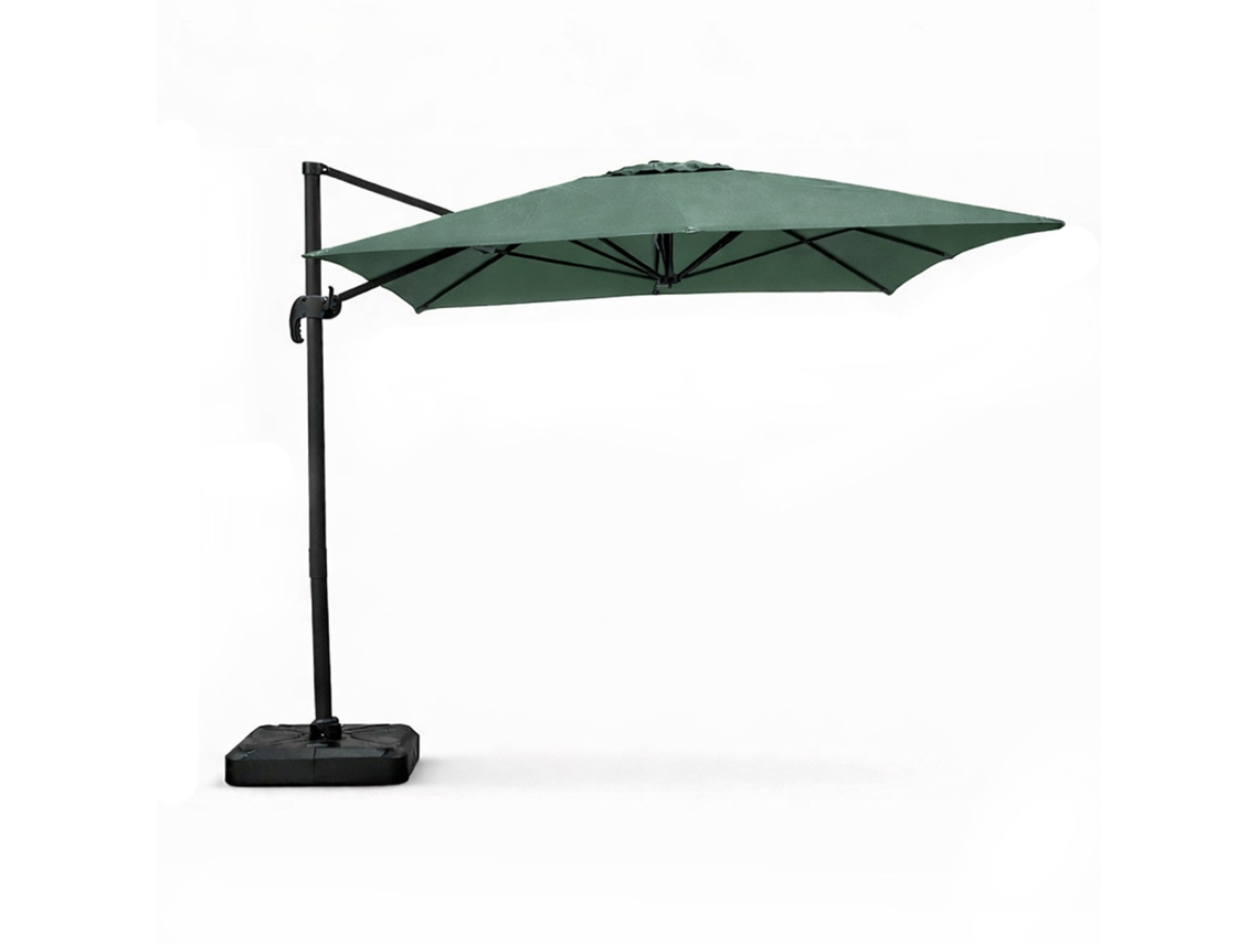 Cesare Parasol Rectangulaire 3x4m Déporté Rotatif Vert En Aluminium