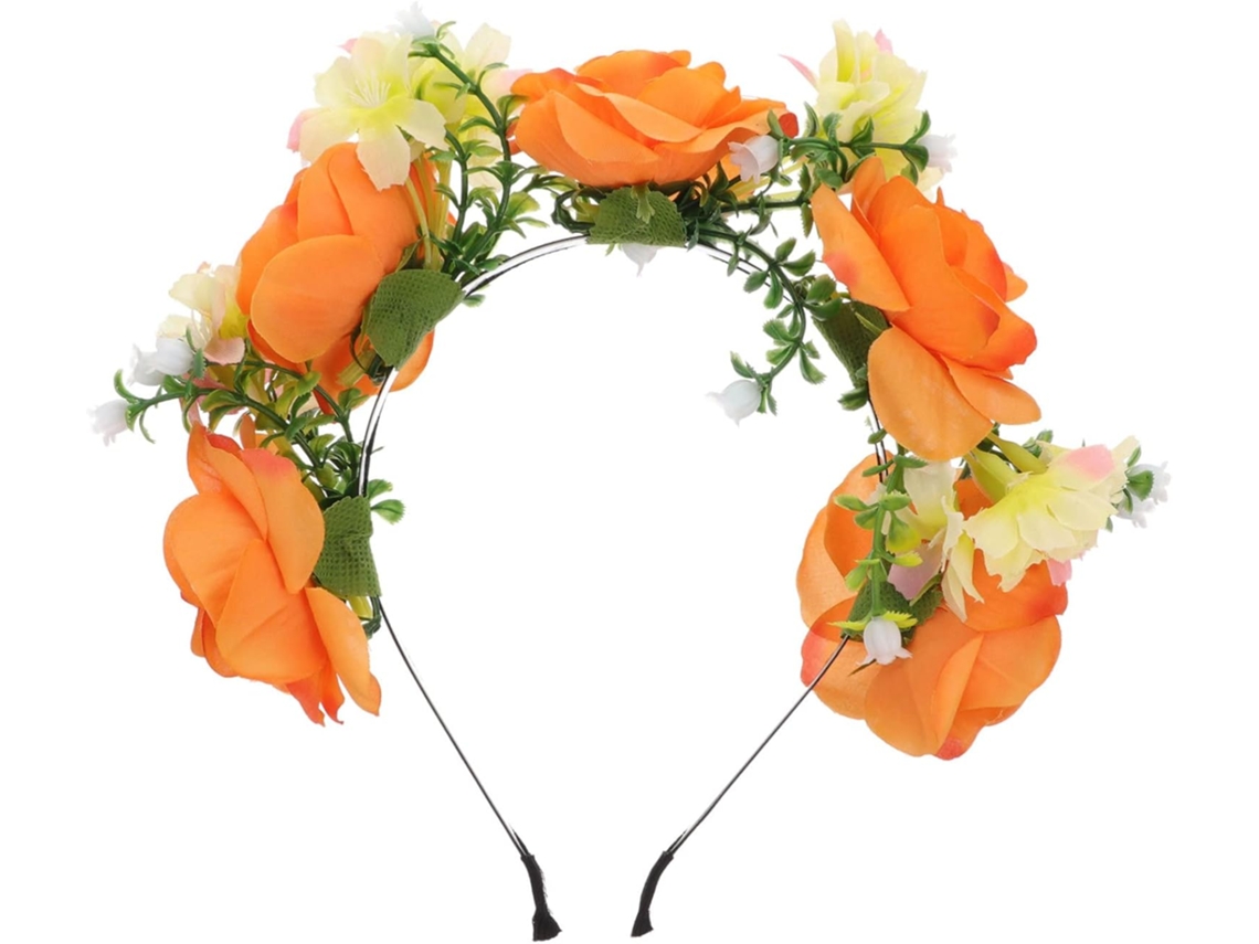 Bandeau Cheveux Fleur Rose Imitation Orange Accesorio Décoratif Para Fête De Navidad Lavable Prop S...