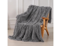 Manta Decorativa De Piel Sintética Súper Suave Y Mullida De 130x160 Cm, Gris Oscuro, Reversible, Ideal Para Sofá Y Dormitorio.