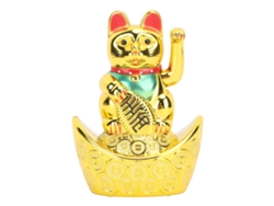 Rebe-gato De La Suerte Con Brazo Moviéndose 4 Pulgadas Expresión Vívida Plástico Dorado Para Decoración