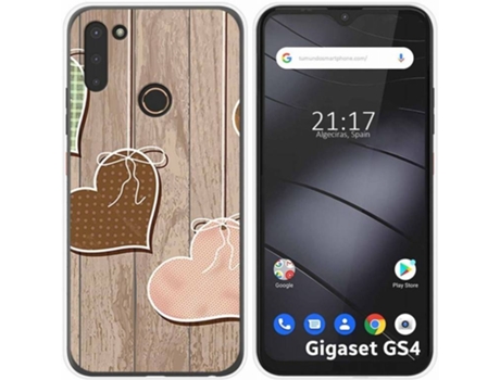 Carcasa Gigaset GS4 TUMUNDOSMARTPHONE Corazones Madera Multicolor