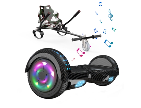 HITWAY Hoverboard de 6.5'' con Kart, Bluetooth, Luces LED - Negro