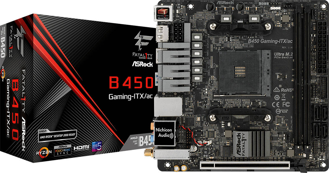 Placa Base ASROCK Fatal1ty B450 Gaming-ITX/ac (Socket AM4 - AMD B450 - Mini ITX)