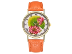 Reloj De Pulsera Analógico De Cuarzo Zhoulianfa Para Mujer, Estilo Casual Y Elegante - Naranja