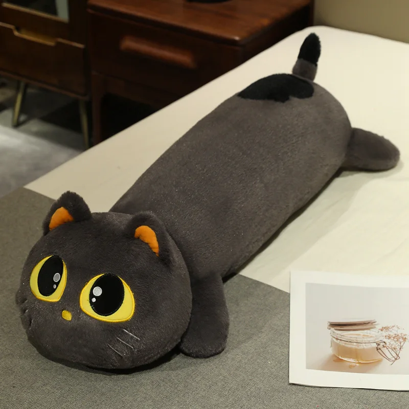 (gris, 110 Cm) Cojín Largo Para Adultos Con Forma De Gato, Suave Y Cómodo.