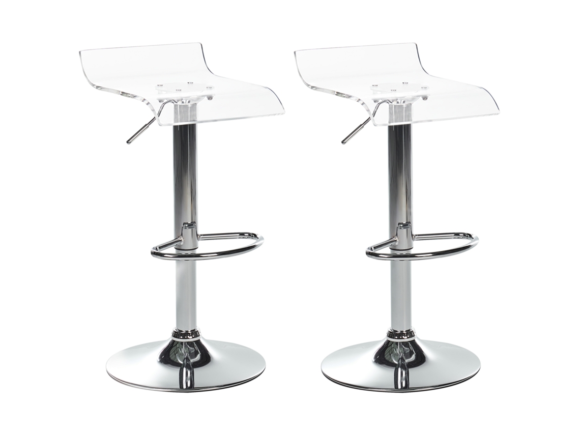 Conjunto de 2 bancos de bar BELIANI Neum de Acrílico Transparente 38x39x81