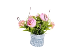 Jarrón con flor artificial rosa Lpm | 20 cm (Envío aleatorio)