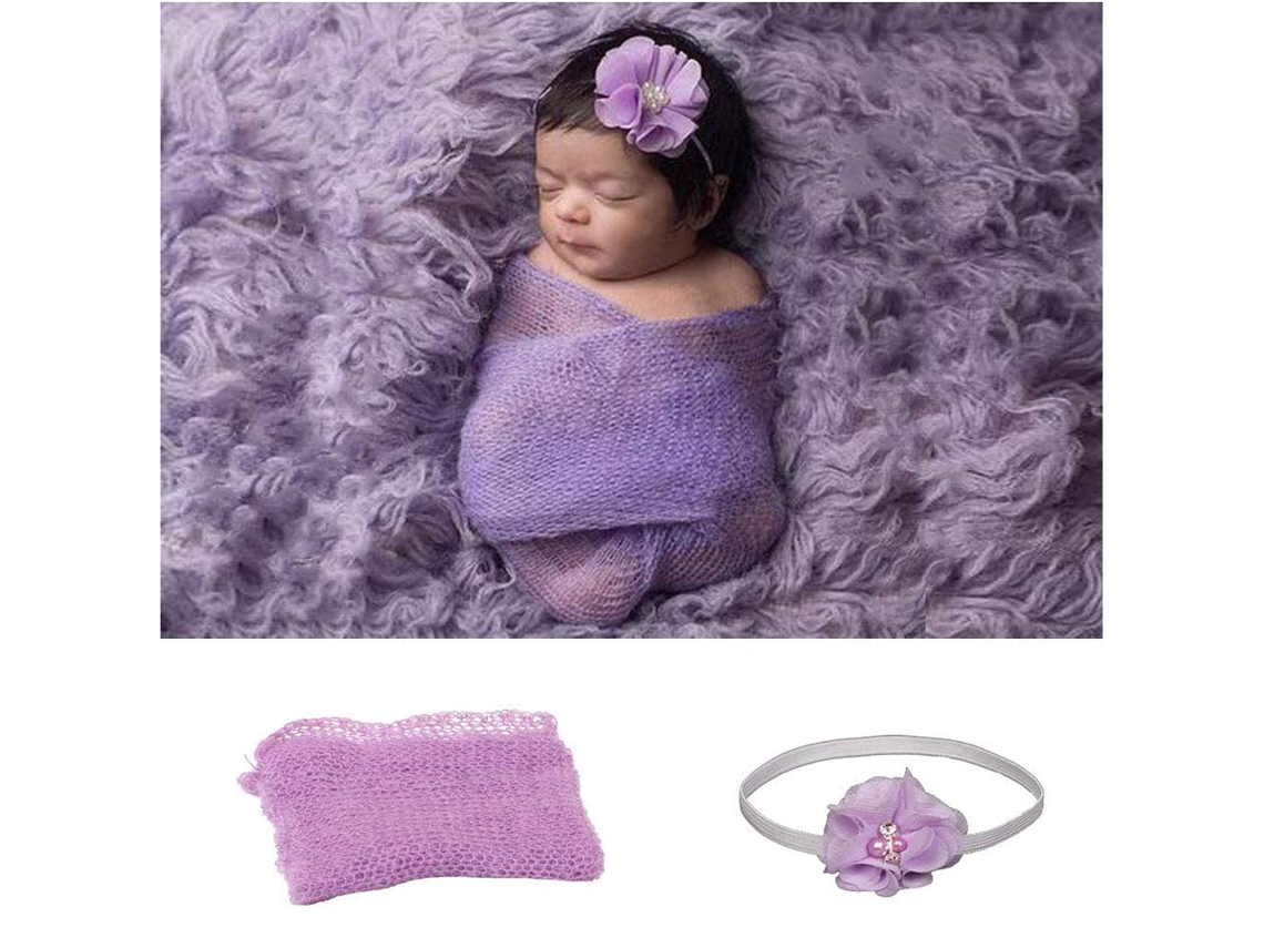 Conjunto De 2 Piezas De Manta Ondulada Y Tiara Para Fotografía De Bebés (niño Y Niña)