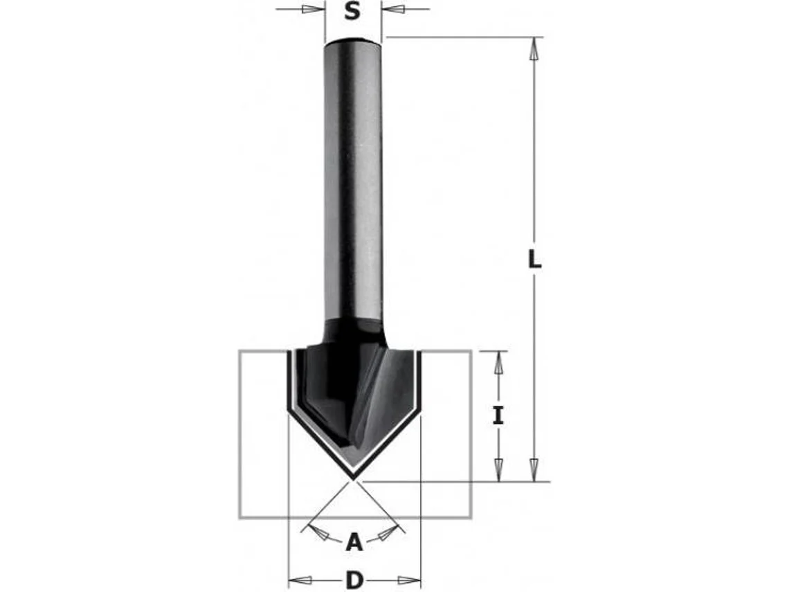Fresa para Ranuras En “V” (90°)  CMT ORANGE TOOLS S=8 Ø16X16 Contractor - K915-160