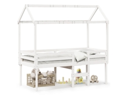Cama Alta Con Techo 80x200 Cm Pino Macizo Blanco Dkd Home Decor