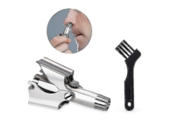 Recortadora manual de vello nasal de acero inoxidable para hombres, limpiadora de vello nasal.