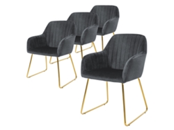 Conjunto de 4 Cadeiras de Jantar de Veludo Cinzento Design Ergonómico Assento Moderno ML-DESIGN 57 x 60 x 82