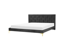 Cama con somier BELIANI Limoux de Terciopelo Negro 187x213x96