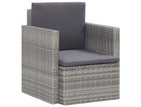 MAISON EXCLUSIVE Sillón de jardín con cojines ratán sintético gris