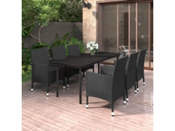Juego de comedor de jardín de 7 piezas con cojines de mimbre y cristal de DKD Home Decor