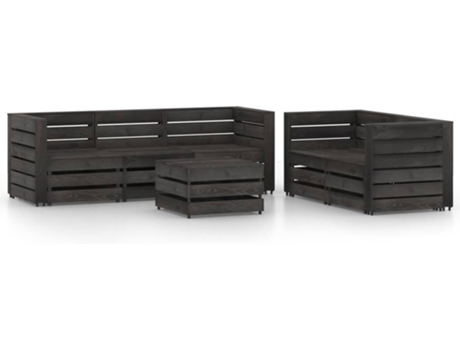 Conjunto 6 de muebles de jardín VIDAXL madera de pino impregnada gris