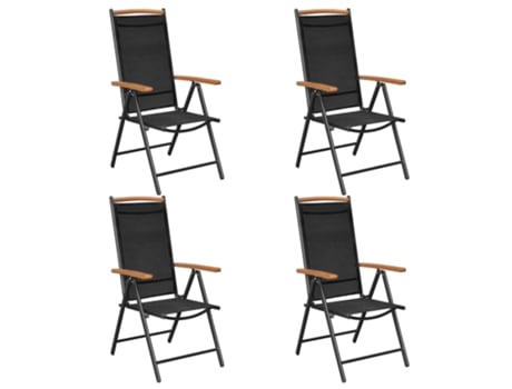 Conjunto 4 Silla Jardin VIDAXL Negro Tela
