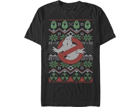 Camiseta Unisexo DEEPSTONE Ugly Faux Knit Ghostbusters Negro (L)
