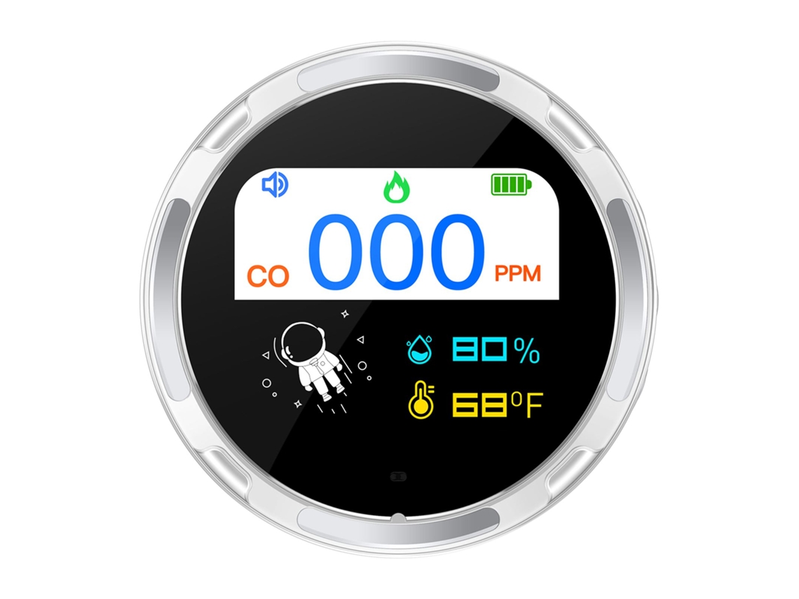 Detector De Monóxido De Carbono Portátil Con Pantalla 2.1'' Y T/h Ip65