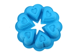 VYLARA Forma de silicone para biscoitos em formato de coração com 6 cavidades (azul)