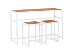 Mesa y sillas Beliani Avetrana de acero blanco (150 x 50 x 90 cm)