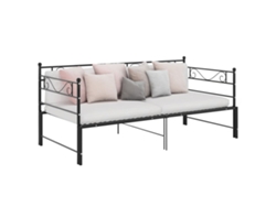 Sofá Cama Estructura Extraíble Madera de Pino Metal Negro (90x200cm)
