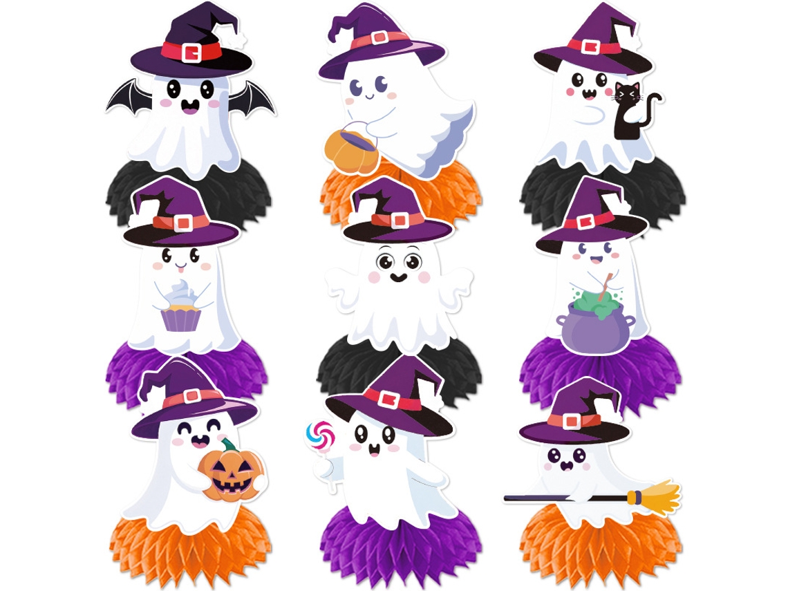 Suministros para fiesta de Halloween Panal de abeja D Chennnls (9 piezas por juego)