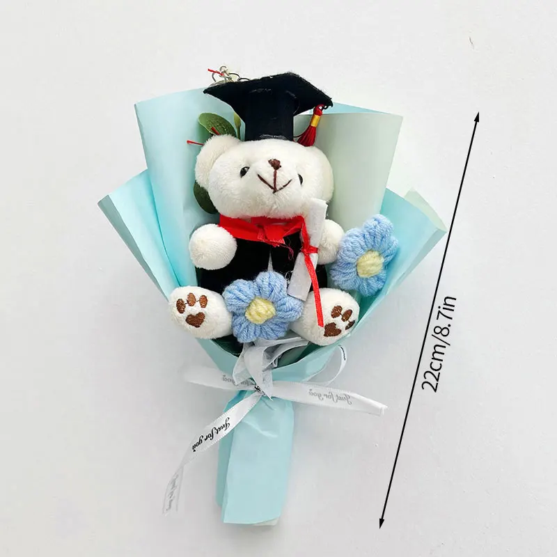 Ramo de ositos de peluche en miniatura, flores artificiales, flores tejidas. El regalo perfecto.