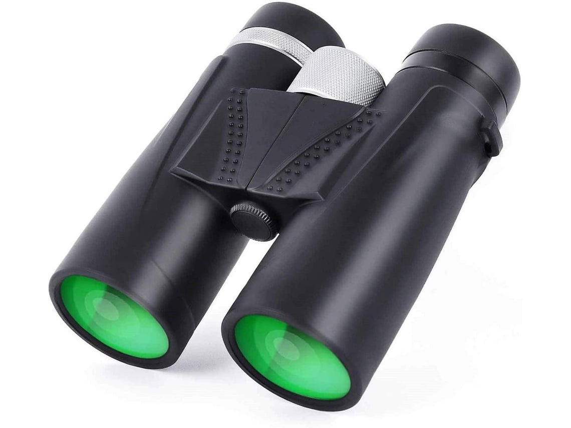 Binoculares 12x42 Potentes binoculares HD Binoculares prismáticos Bak4 para caza Turismo Conciertos Deportes y ópera Negro USHION