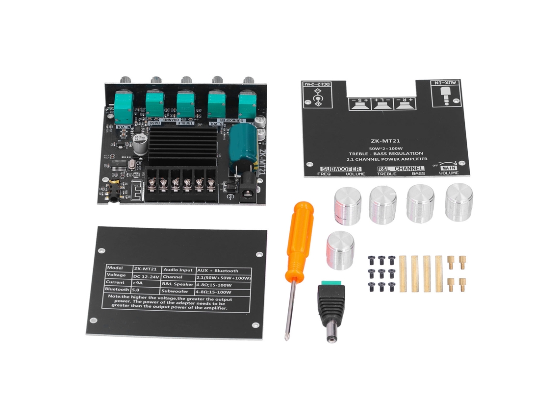 Módulo Amplificador De Potencia De Audio Digital Bluetooth 2.1 De 2x50w+100w Zkmt21