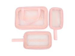 neceseres transparentes de gran capacidad para viajes y maquillaje, color rosa.