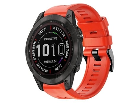 Correa para Garmin Fenix 7 Hebilla de metal Correa de reloj de silicona de color sólido Rojo VENISYMLIS