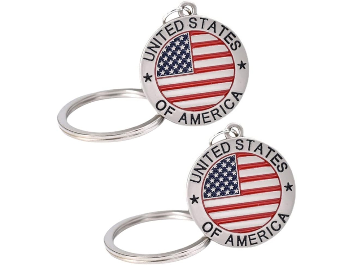 Juego 2 Llaveros Decorativos Bandera Estadounidense Mochilas Ideales Llaves Coche Moto Casa
