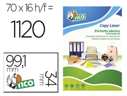 Etiqueta Adhesiva Tico Verde Fluor Permanente Fsc Laser/ Inkjet/Fotocopia 99,1X34 Mm Caja De 1120 Unidades AVERY