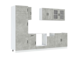 Juego de 8 gabinetes de cocina Kalmar de color gris cemento EXCLUSIVO DE LA CASA
