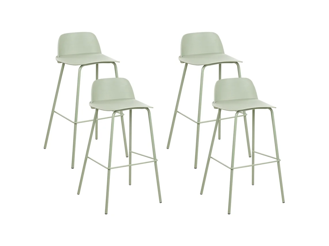 Conjunto de 4 cadeiras de bar BELIANI Mora de Material sintético Verde 48x35x90