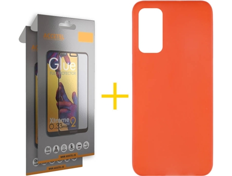 Kit Funda + 2 Protectores de Pantalla Huawei P Smart 2021 ACCETEL Liso Rojo