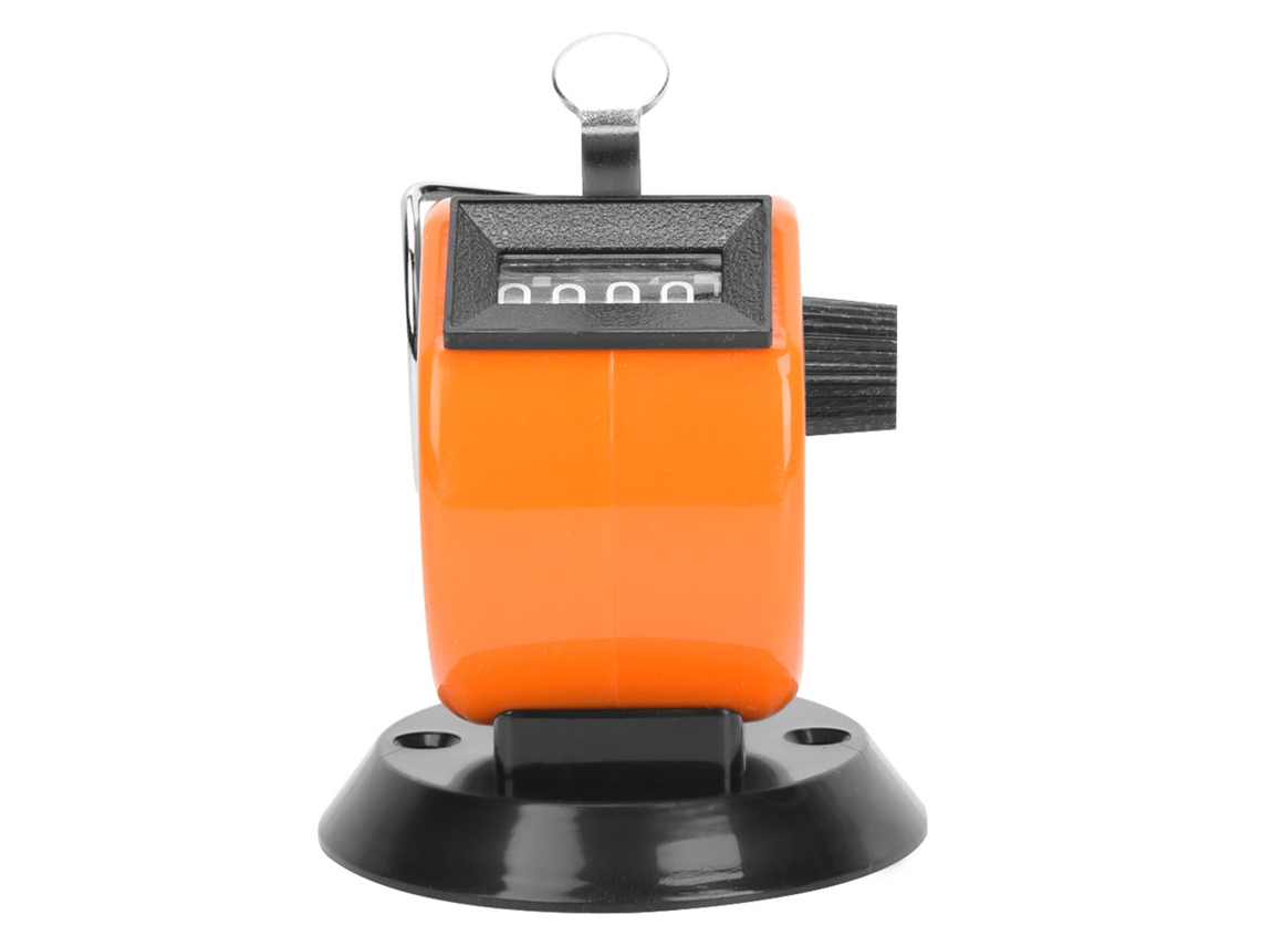 Contador manual Berm de 4 dígitos, plástico ABS, herramienta de conteo mecánica con gancho, color naranja