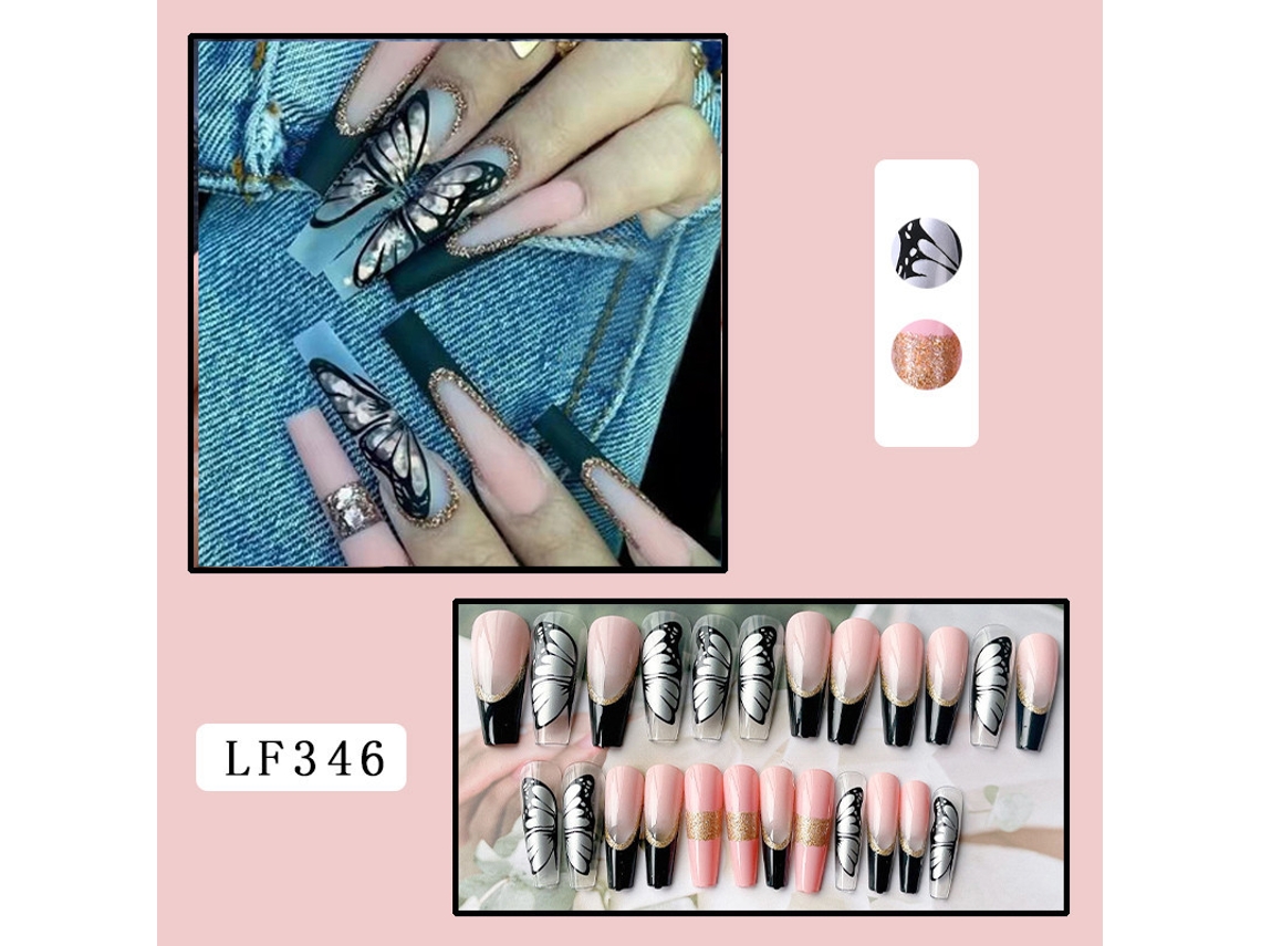 Paquete de 24 puntas de uñas exageradas, pegatinas, decoración de uñas NEVEANCE