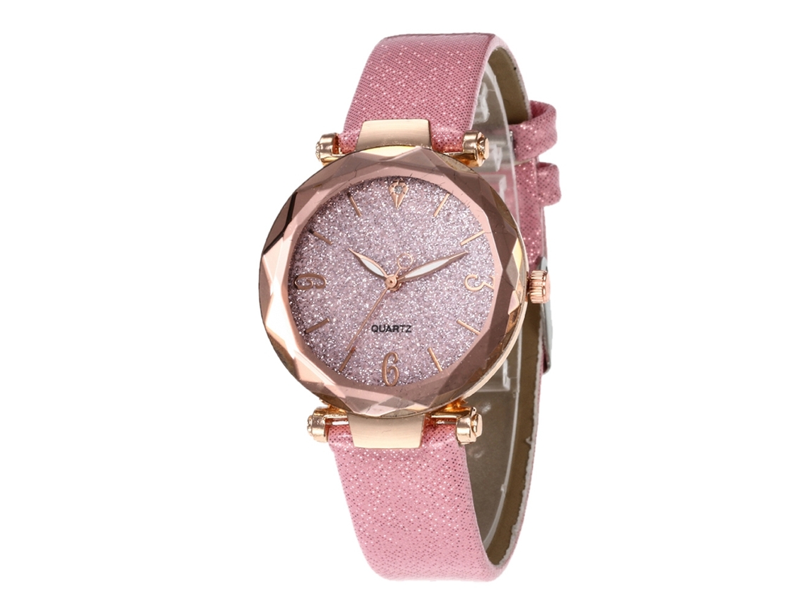 Reloj De Pulsera De Aleación Con Dial Redondo Reloj De Cuartzo Para Parejas Rosa