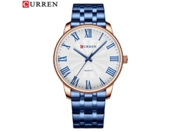 Reloj De Pulsera Sencillo Para Hombre (azul Rosa) De Cuarzo Con Esfera Grande, Números Romanos Y Correa De Acero Inoxidable.