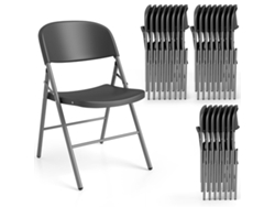 Conjunto De 6 Cadeiras Dobráveis, Metal E Plástico, Capacidade De 150 Kg, Cinza