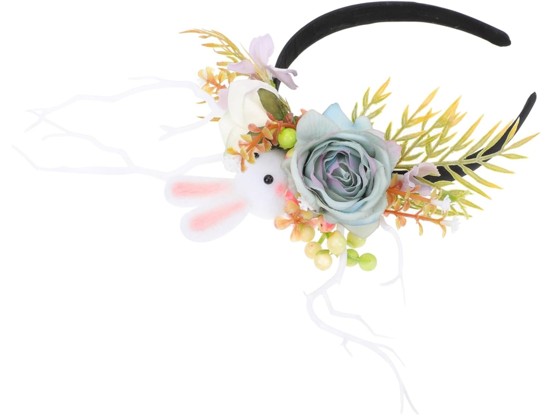 Corona De Pascua Con Decoración De Conejo Y Flores: Elegante Accesorio Para Eventos, Disfraces Y