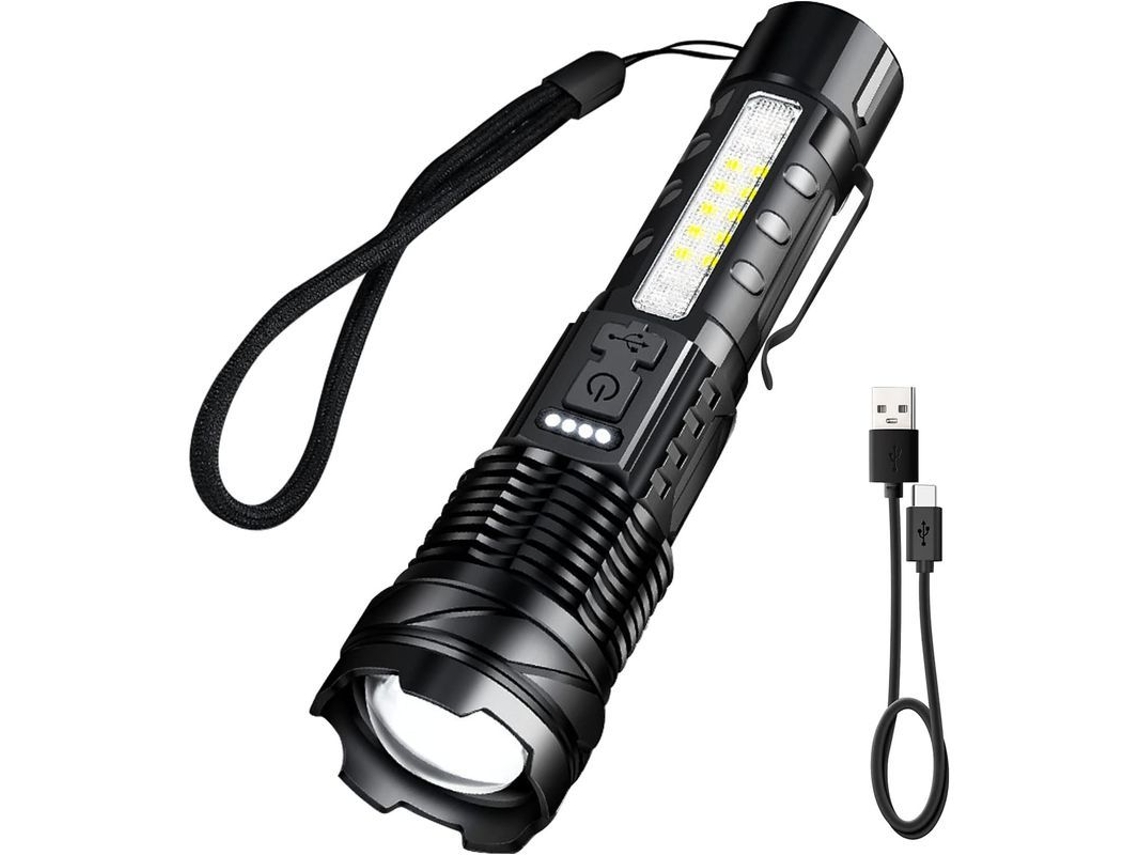 Linterna Led Ultra Brillante Recargable Usb-c Con Batería 2600 Mah, 500m Alcance, 7 Modos Luz